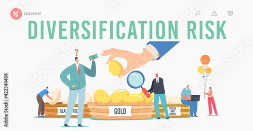 Diversification Risk Landing Page Template. Investment, Financial Management, Guarantee of Security Financial Savings