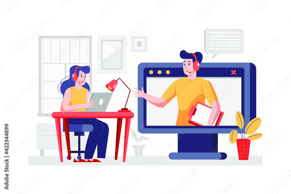 Streaming call service Vector Illustration concept. Flat illustration isolated on white background. Streaming call service Vector Illustration concept. Flat illustration isolated on white background.