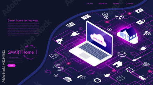 Smart home controlled smartphone. Neumorph theme technology of home automation system. Small house standing on screen mobile phone and wireless connections in meomorphism style. iot