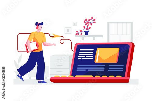 Receiving message quickly Vector Illustration concept. Flat illustration isolated on white background.