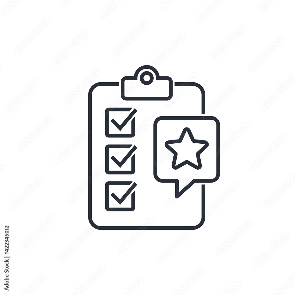 Approved document with a star. Vector linear icon isolated on white background. Approved document with a star. Vector linear icon isolated on white background.