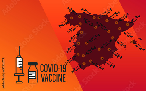 vaccination time, healthcare concept background, banner. Coronavirus Concept With  spain Flag.