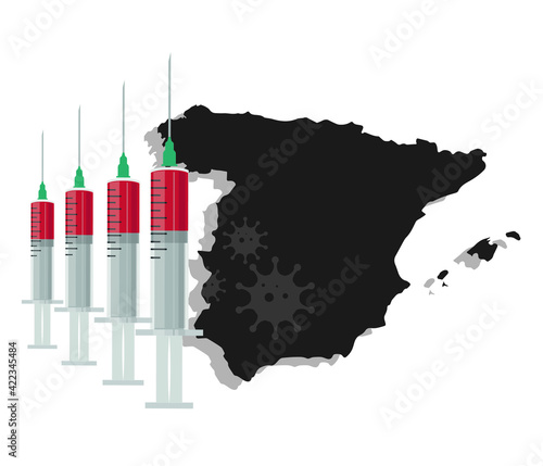 vaccination time, healthcare concept background, banner. Coronavirus Concept With  spain Flag.