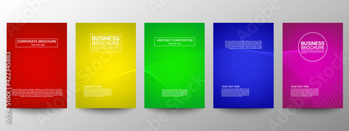 Cover geometric minimal. Set. Vector abstract line pattern for poster design. Set of templates for business brochures. Cool gradients. Graphic pattern for annual album backdrop.