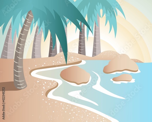 Beach and sunrise, sundown landscape