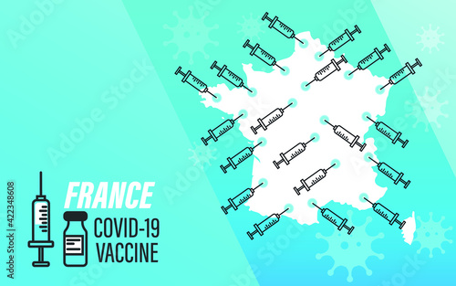 vaccination time, healthcare concept background, banner. Coronavirus Concept With  france   Flag.