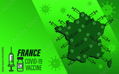vaccination time, healthcare concept background, banner. Coronavirus Concept With  france   Flag.