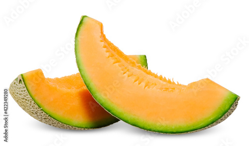 Slice melon isolated on white. melon clipping path