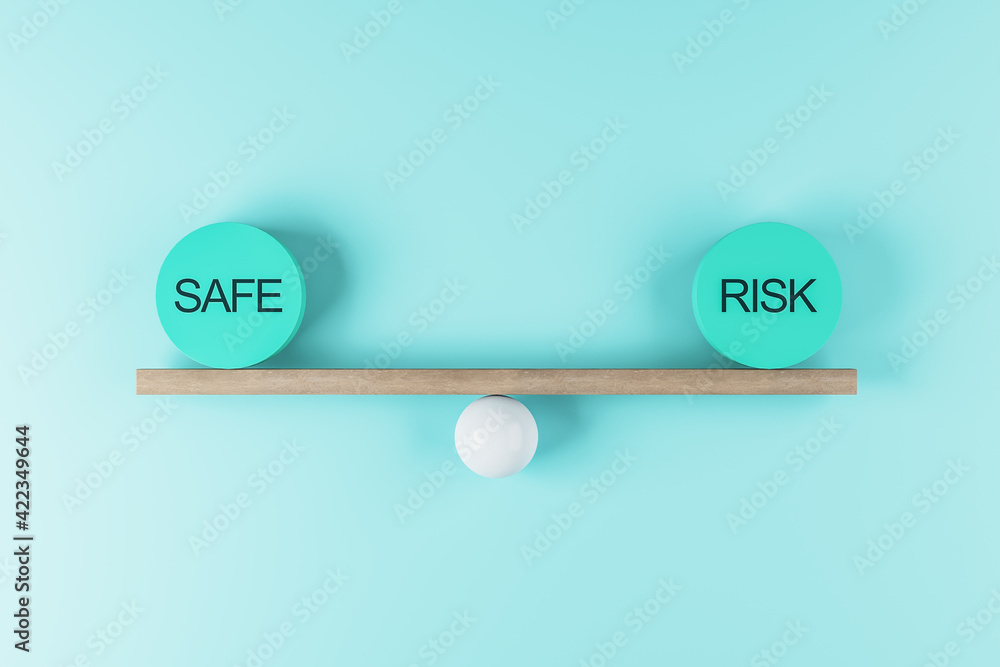 Risk assessment and business opportunity concept with equal weight ...