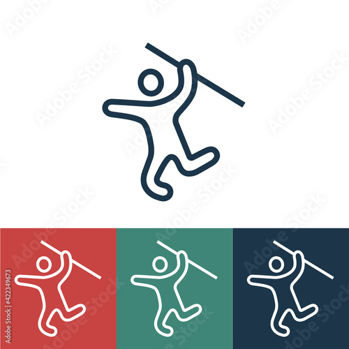 Linear vector icon with man throws spear