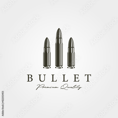 vintage bullets icon logo vector illustration design, cartridge object design