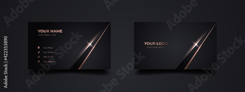 Manager business card template. Luxury and elegant with dark golden light effect background. Vector illustration ready to print.