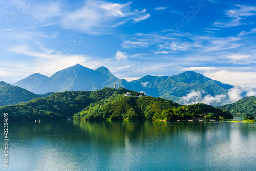 The scenery of Sun Moon Lake in the morning is a famous attraction in Nantou, Taiwan.