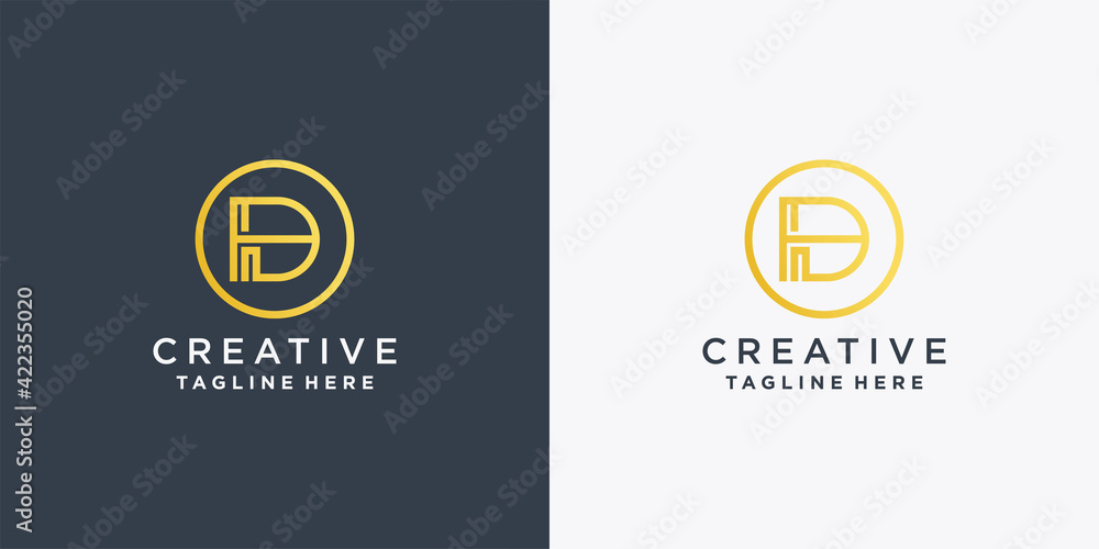 Monogram logo design initial letter d with creative circle concept