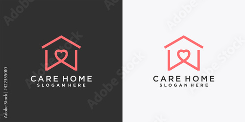 Home logo design with creative love concept