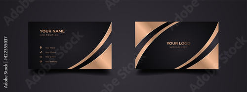 Director business card design template. Luxury and elegant background with dark black and gold effect. Vector ready to print.