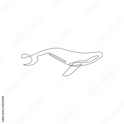 Whale line continuous outline vector logo