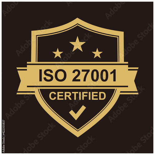 Certified iso 27001 on black background