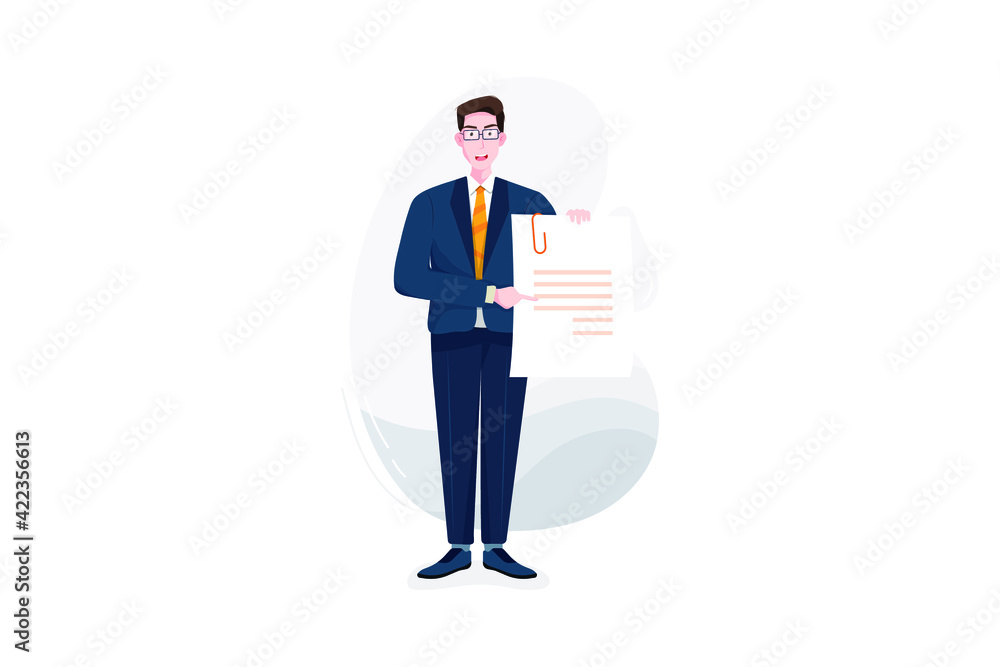 Businessman pointing at a paper in his hand Businessman pointing at a paper in his hand