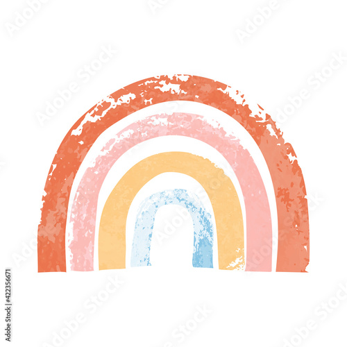 Hand drawn illustration of rainbow in cartoon scandinavian style © lizavetas
