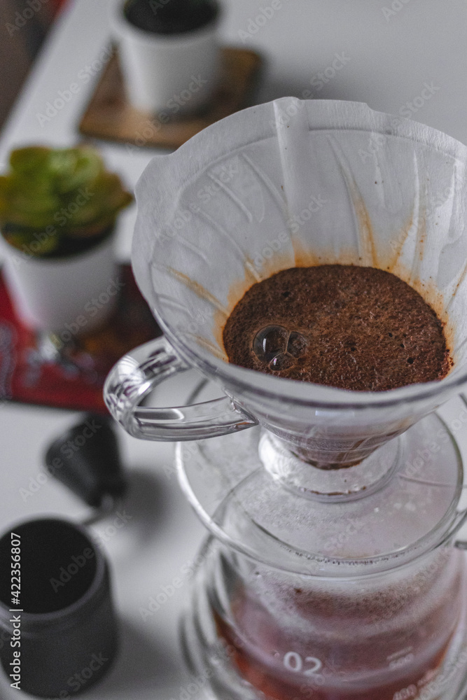 Coffee brewing in a dripper Coffee brewing in a dripper
