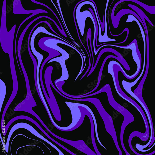 Suminagashi violet waves on black