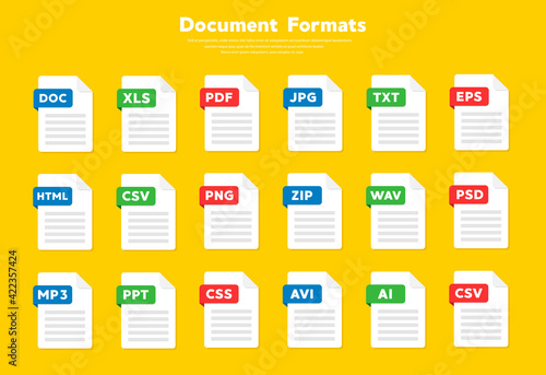 Document file icons vector set
