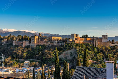 View of Alhambra Palace in Granada, Spain in Europe