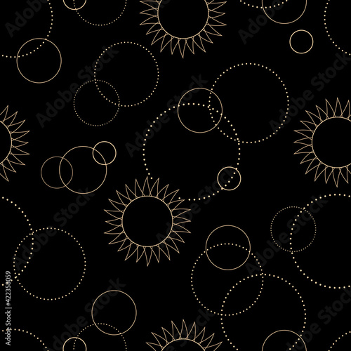 seamless pattern of golden shining circles