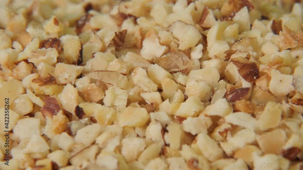 Hazelnuts chopped inside production factory Hazelnuts chopped inside production factory