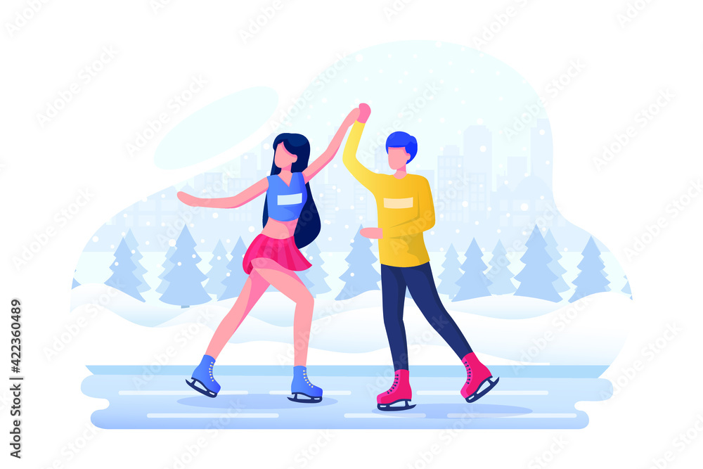 Ice Skating - Sport Vector Illustration concept. Flat illustration isolated on white background.