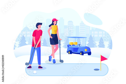 Golf - Sport Vector Illustration concept. Flat illustration isolated on white background.