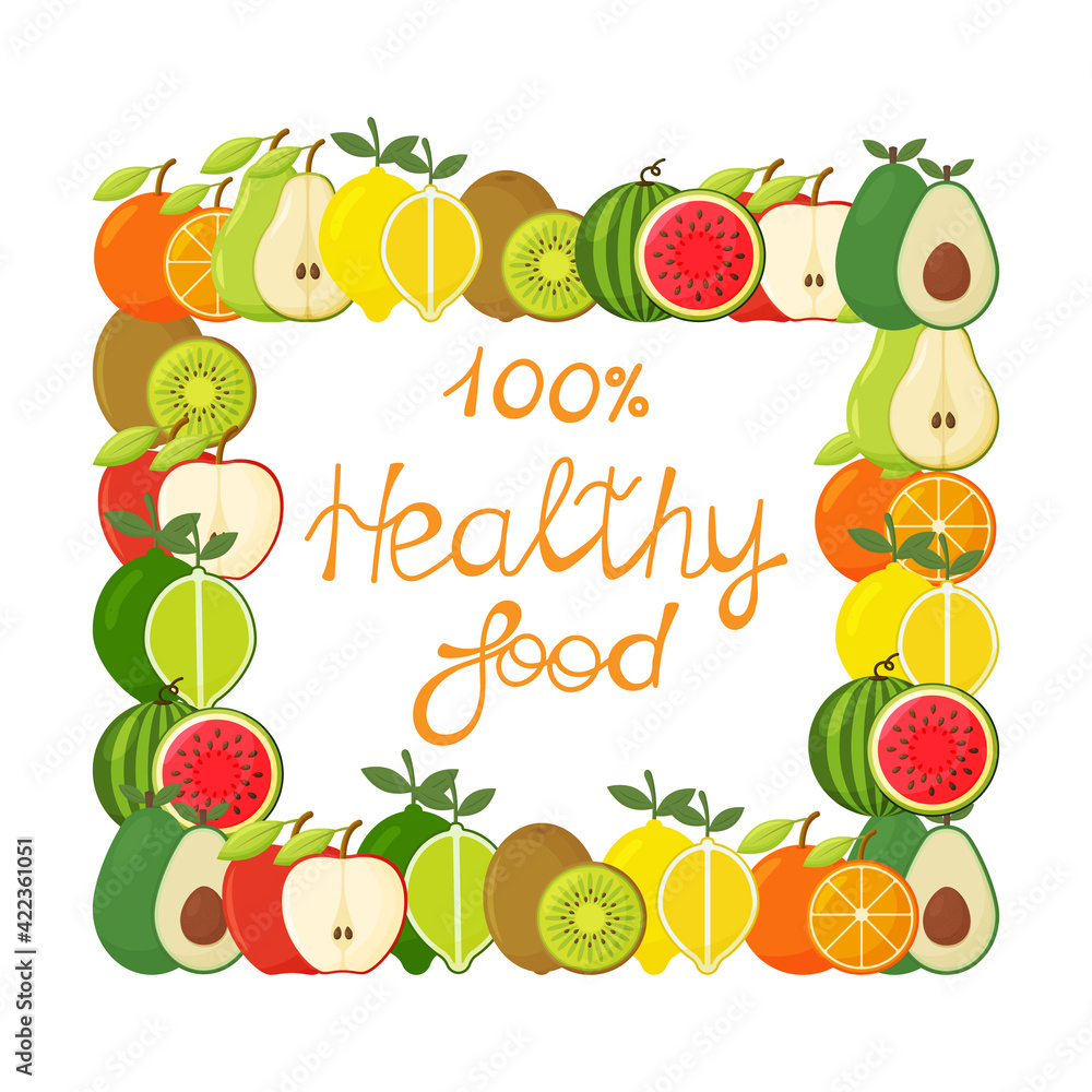 Healthy food - motivational poster or banner with hand-lettering phrase