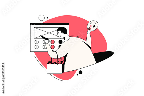 Full Stack Developer - Product Team Illustration concept. Flat illustration isolated on white background.