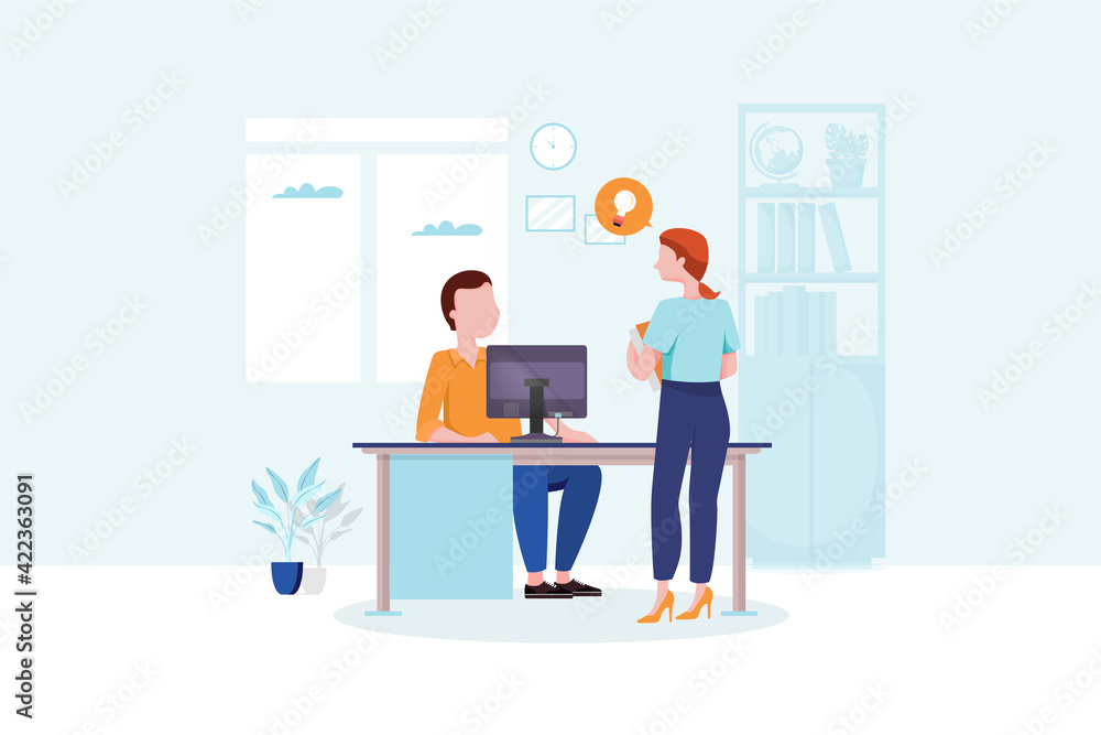 Business People Talking in Office Vector Illustration concept. 