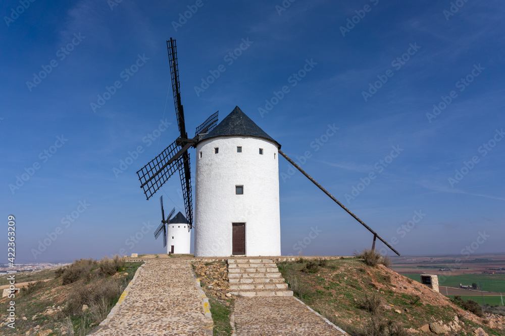 the windmills of La Mancha in the hills above San Juan de Alcazar the windmills of La Mancha in the hills above San Juan de Alcazar