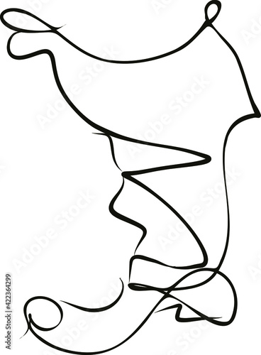 Contour image of the boot. Black lines on white color. Suitable for logo, sign, emblem.