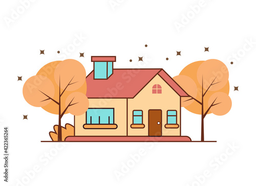 Flat Design House vector illustration on the white background. Vector Buildings. real estate vector house illustration