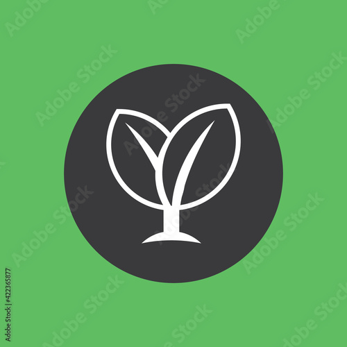 Plant and leaves icon. Leaf symbol of ecology, enviroment and nature. Vegetarian and vegan pictogram design.