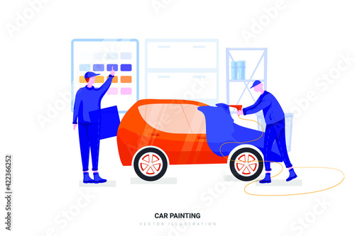 Car Painting - Car Service Illustration Concept