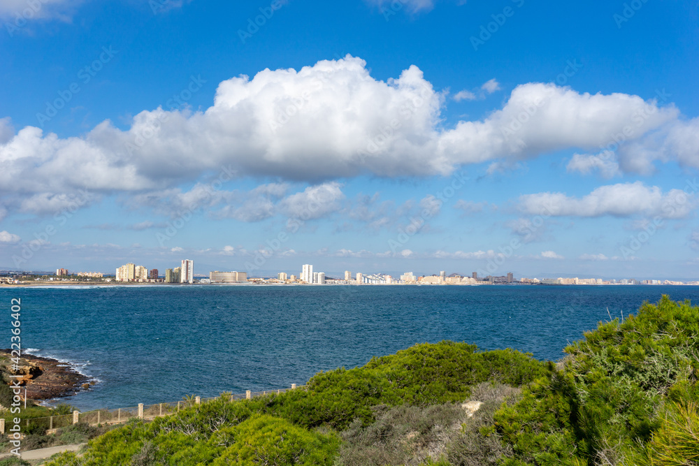 Naklejka premium view of the Cape Palos and Mar Menor shore in Murcia in Spain