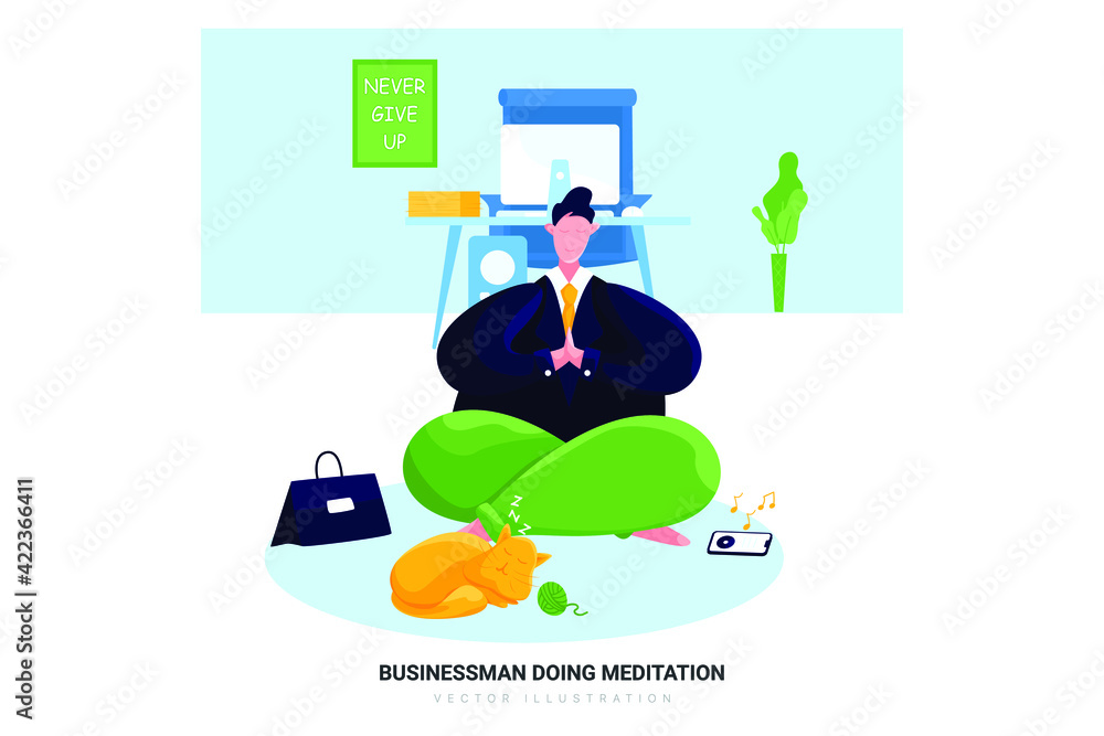 Businessman Doing Meditation Illustration Concept