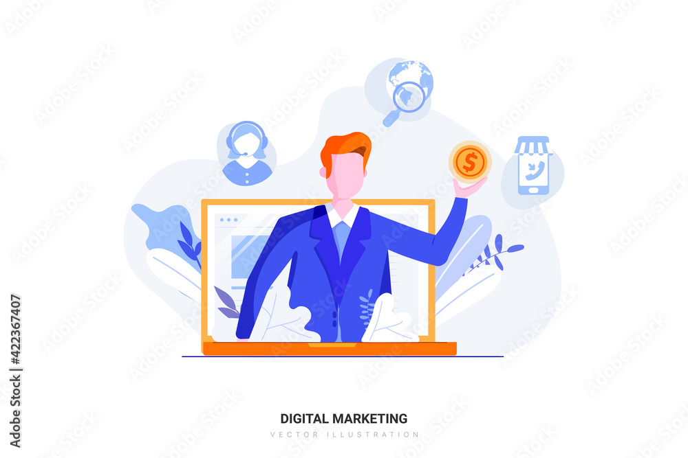 Digital Marketing Vector Illustration concept. Flat illustration isolated on white background. Digital Marketing Vector Illustration concept. Flat illustration isolated on white background.