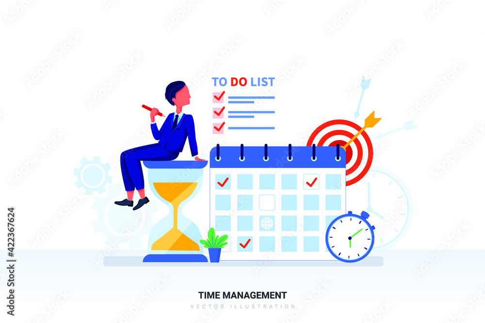 Time Management Vector Illustration concept. Flat illustration isolated on white background. Time Management Vector Illustration concept. Flat illustration isolated on white background.