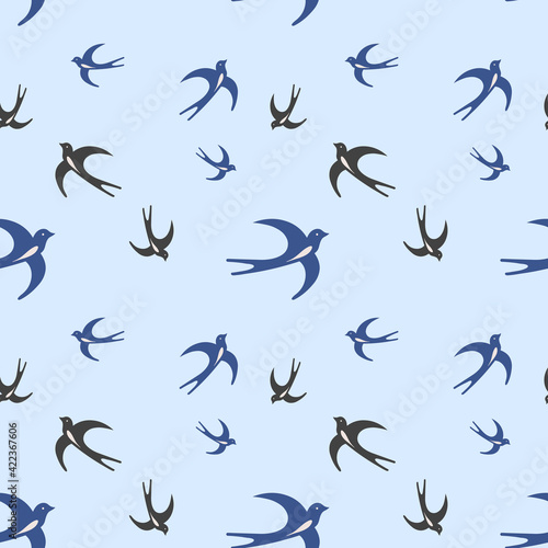 Seamless pattern of swallows