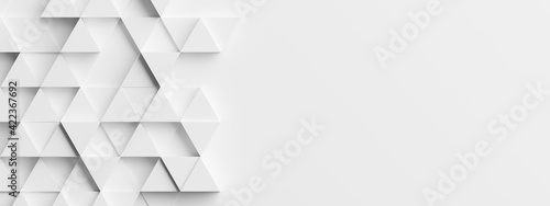 Random shifted white triangle background wallpaper banner pattern with copy space photo