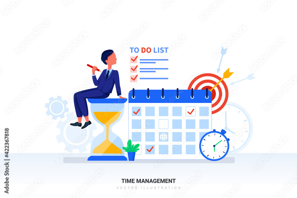 Time Management Vector Illustration concept. Flat illustration isolated on white background.