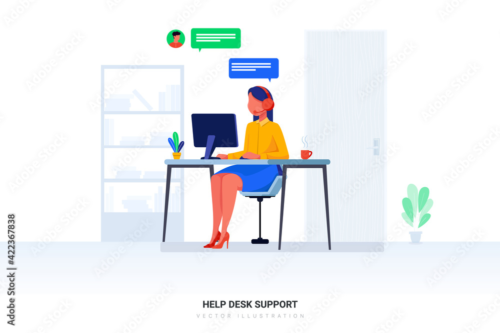 Help Desk Support Vector Illustration concept. Flat illustration isolated on white background. Help Desk Support Vector Illustration concept. Flat illustration isolated on white background.
