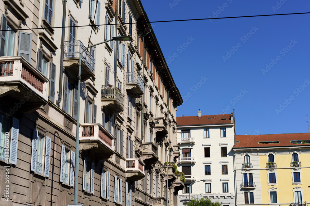 Milan, Italy: historic buildings in Baracca square