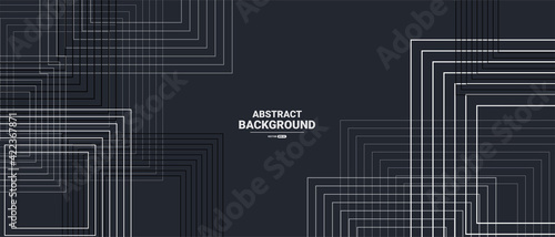 Abstract black background with white square lines. Digital future technology concept. vector illustration. photo